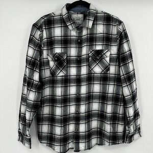 Tallwoods Filmore Flannel Mens Gray Plaid Long Sleeve Button Up Shirt Size Large